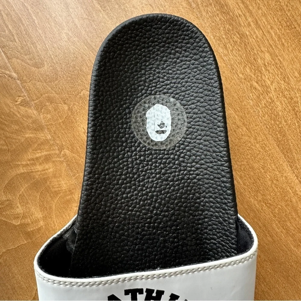 A Bathing Ape Bape Slide, Men’s Slide Sandals, SS19 College Logo White, Size 7